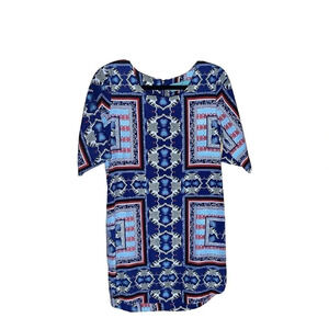Haute Hanger Bohemian Vibrant Colorful Pattern Shift Dress Size Small